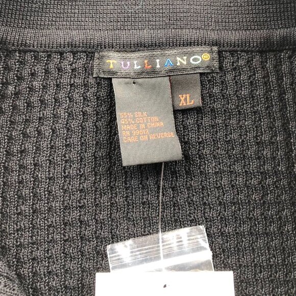 NWT Tulliano Mens Sweater Size XL Black Henley Collared Black Slik Blend Casual - Picture 12 of 16